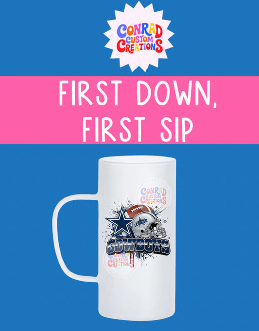 First Down, First Sip: Football Frosted Beer Mugs